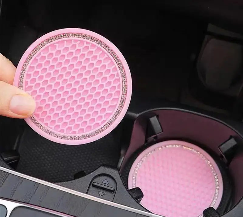 Car Coasters – 2pc Non-Slip Diamond Design Set