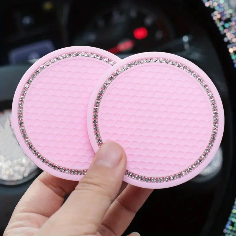 Car Coasters – 2pc Non-Slip Diamond Design Set