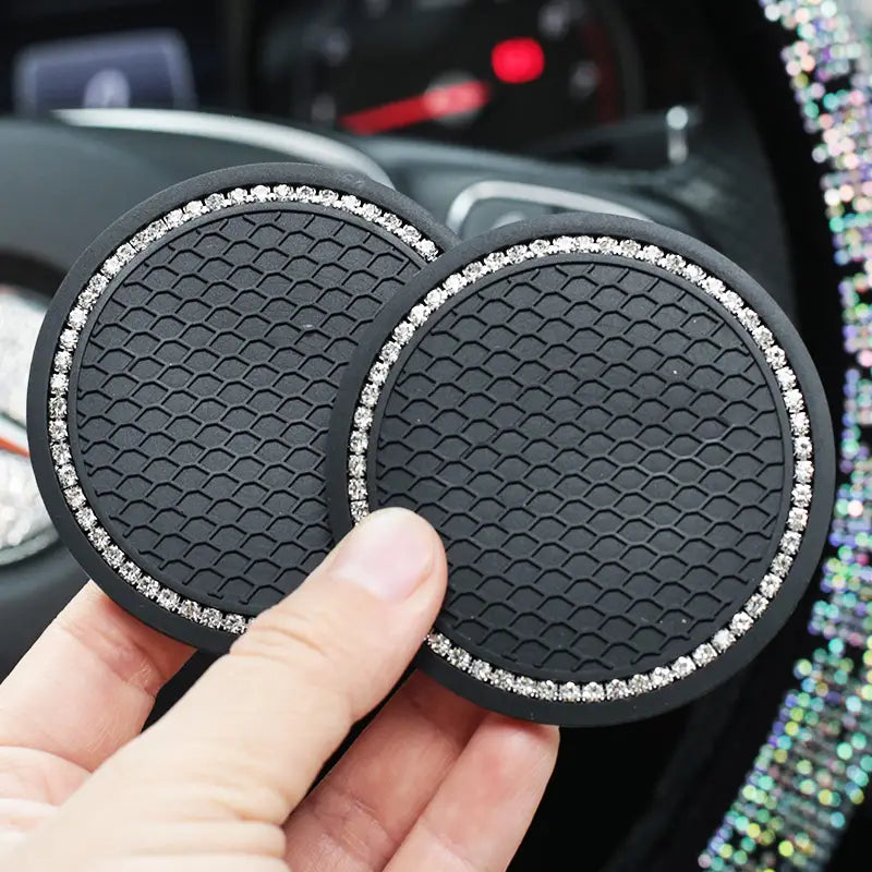 Car Coasters – 2pc Non-Slip Diamond Design Set