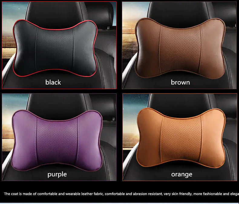 Leather Car Neck Pillow – Ergonomic Head & Neck Support