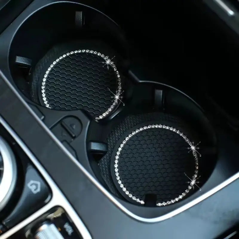 Car Coasters – 2pc Non-Slip Diamond Design Set