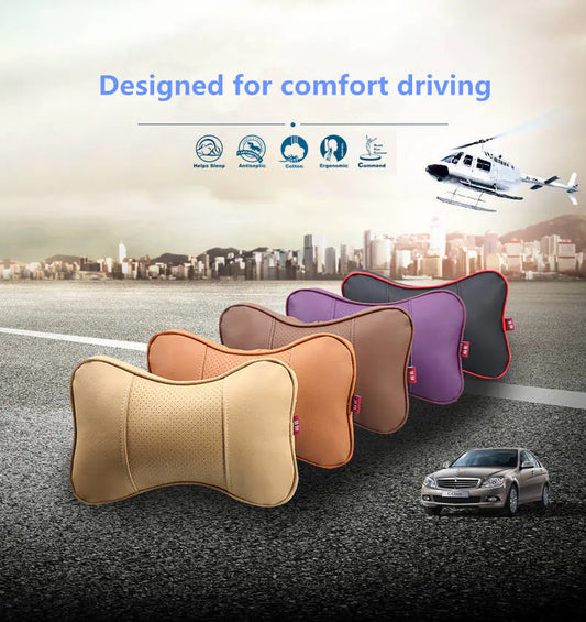 Leather Car Neck Pillow – Ergonomic Head & Neck Support